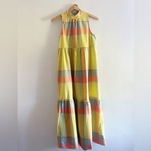 Urban Outfitters Yellow and Orange Plaid Midi Dress